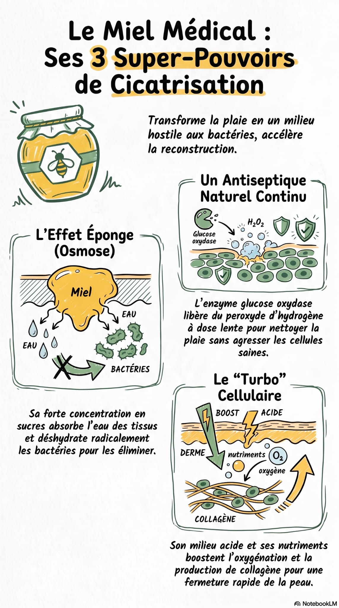 Infographie Miel – Cicatrisation
